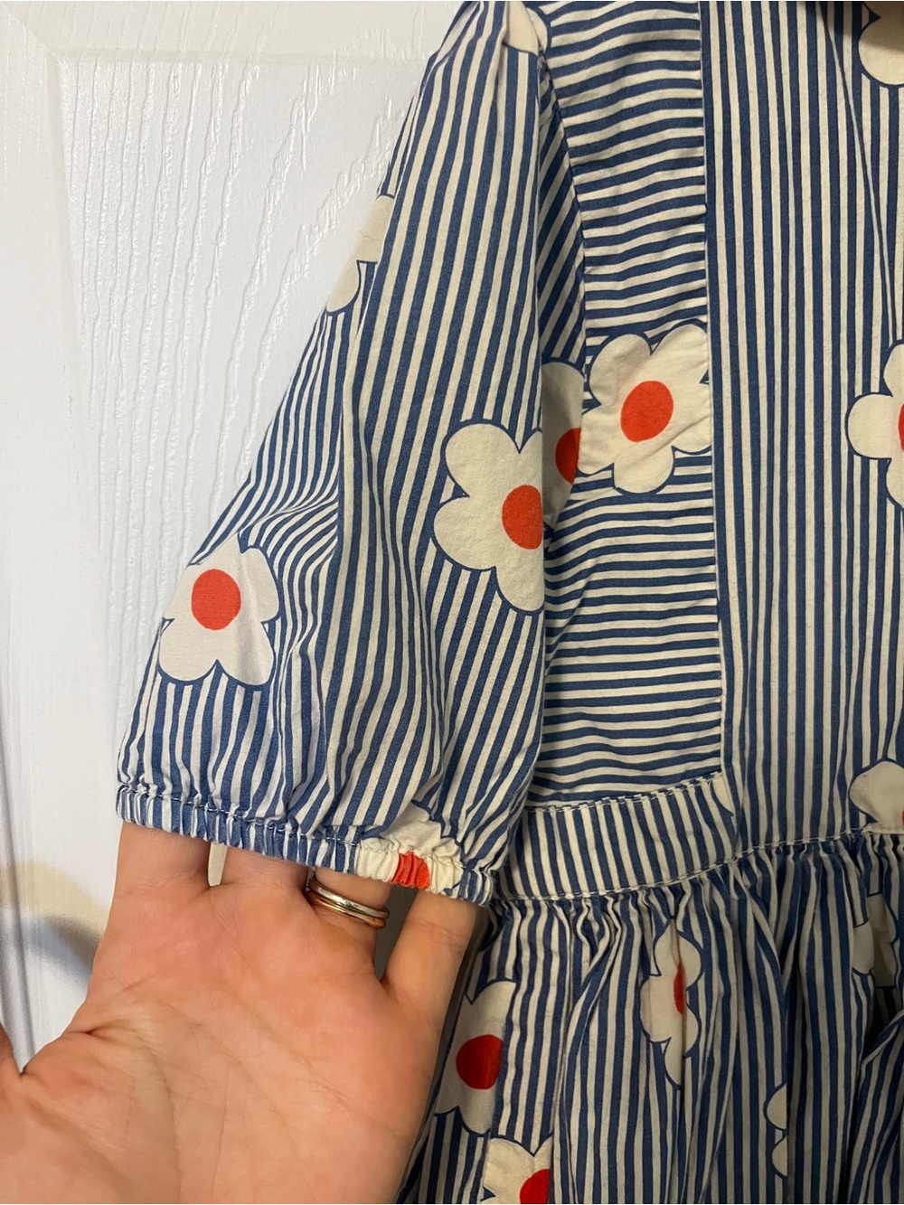 Mini Boden Peter Pan Collar Striped Dress